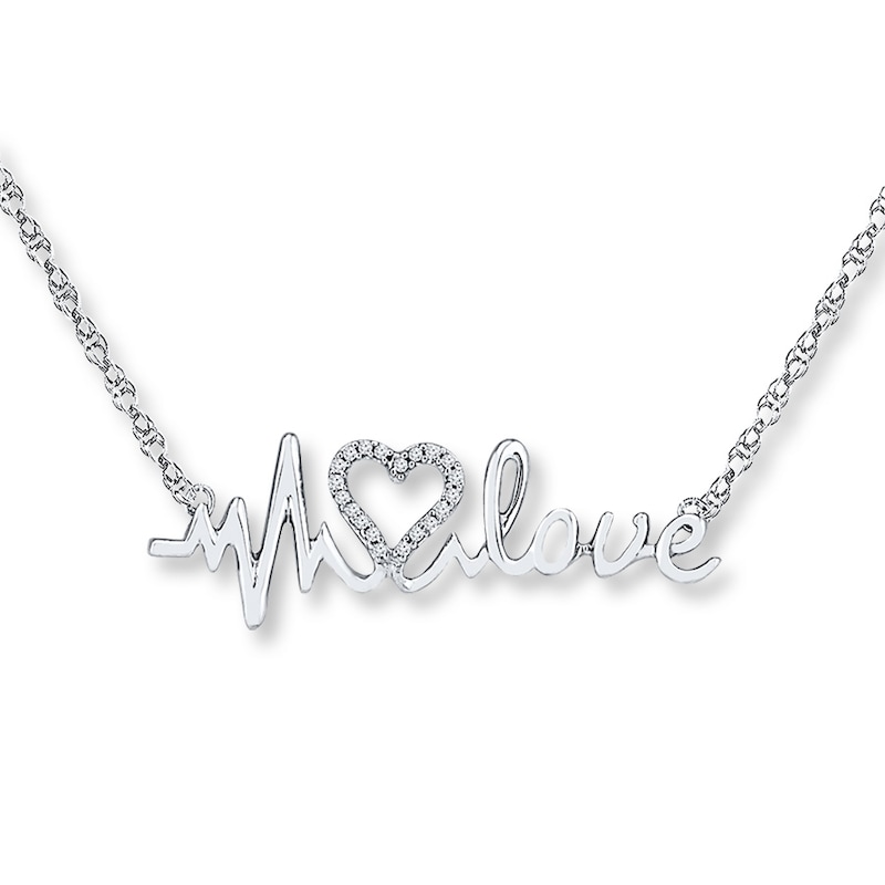 Main Image 1 of Heartbeat Necklace 1/15 ct tw Diamonds Sterling Silver