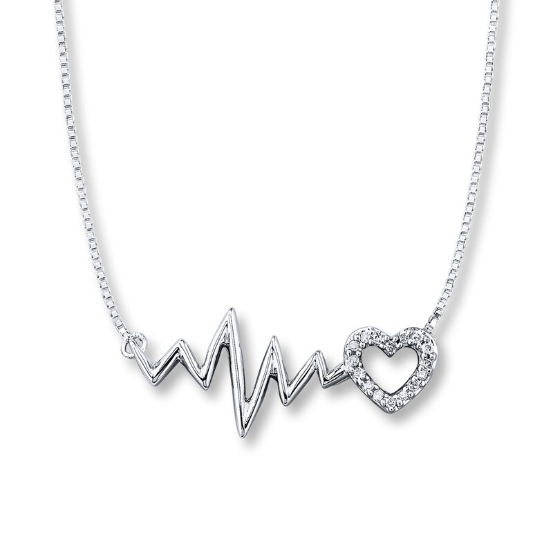 Heartbeat Necklace 1 20 Ct Tw Diamonds Sterling Silver Womens