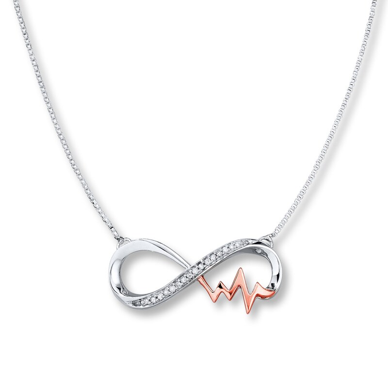 Infinity Necklace 1/20 ct tw Diamonds Sterling Silver & 10K Rose Gold