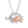 Thumbnail Image 1 of Turtle Necklace 1/20 ct tw Diamonds Sterling Silver & 10K Rose Gold
