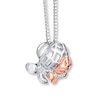 Turtle Necklace 1/20 ct tw Diamonds Sterling Silver & 10K Rose Gold
