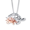 Thumbnail Image 3 of Turtle Necklace 1/20 ct tw Diamonds Sterling Silver & 10K Rose Gold