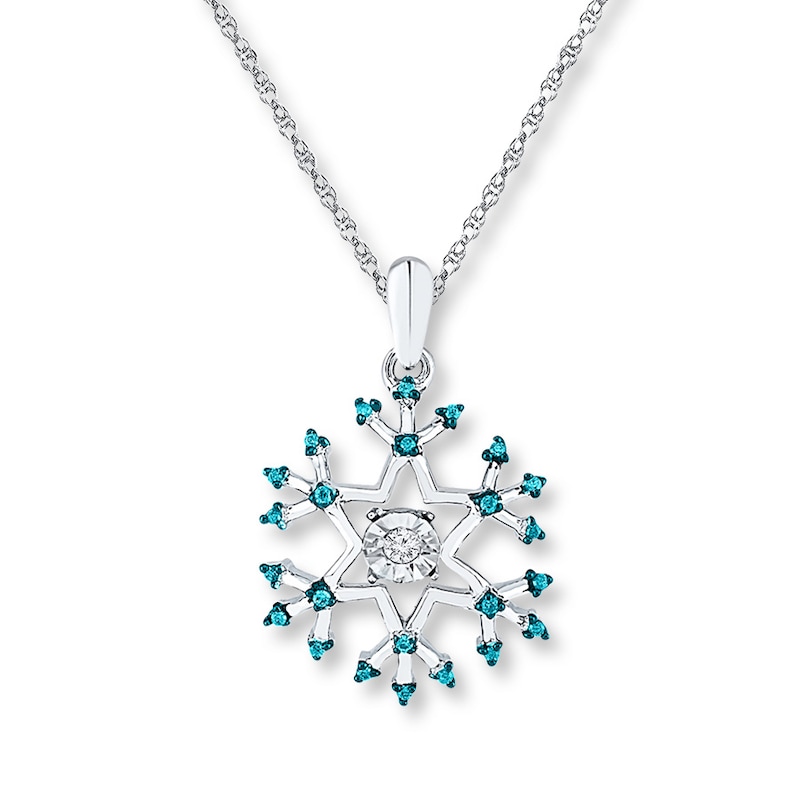 Snowflake Necklace 1/8 ct tw Diamonds Sterling Silver 18"