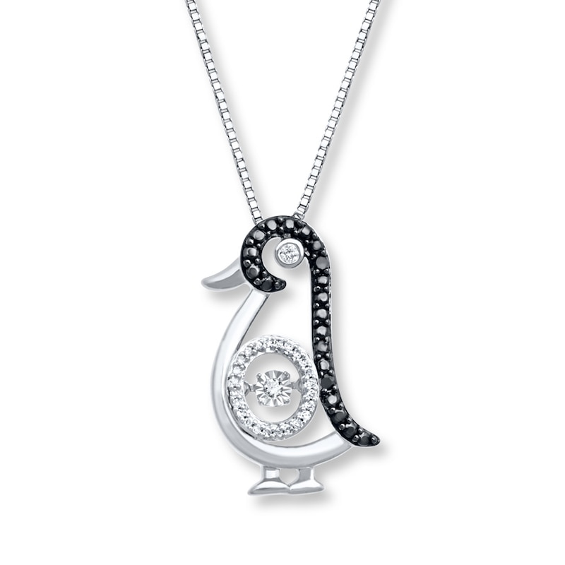 Unstoppable Love 1/15 ct tw Necklace Sterling Silver Penguin 18"
