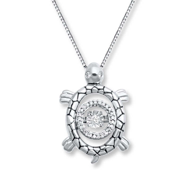 Main Image 1 of Unstoppable Love 1/15 ct tw Necklace Sterling Silver Turtle 18&quot;