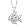 Unstoppable Love 1/10 ct tw Necklace Sterling Silver Fish 18"