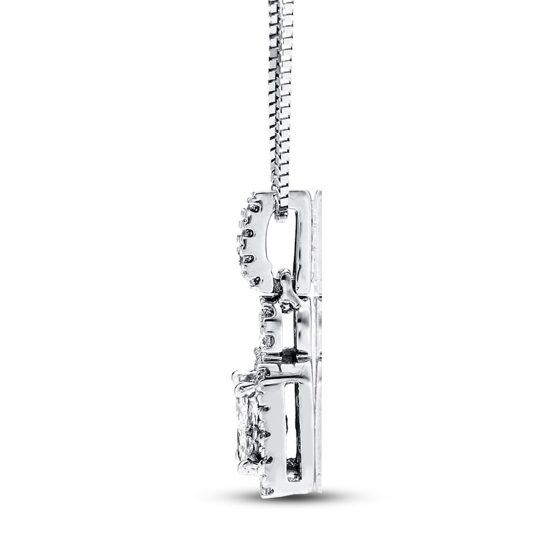 Main Image 2 of Diamond Necklace 1/4 ct tw Princess-cut 10K White Gold