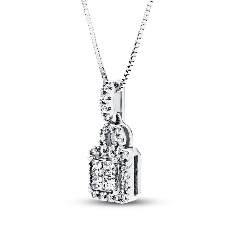 Diamond Necklace 1/4 ct tw Princess-cut 10K White Gold