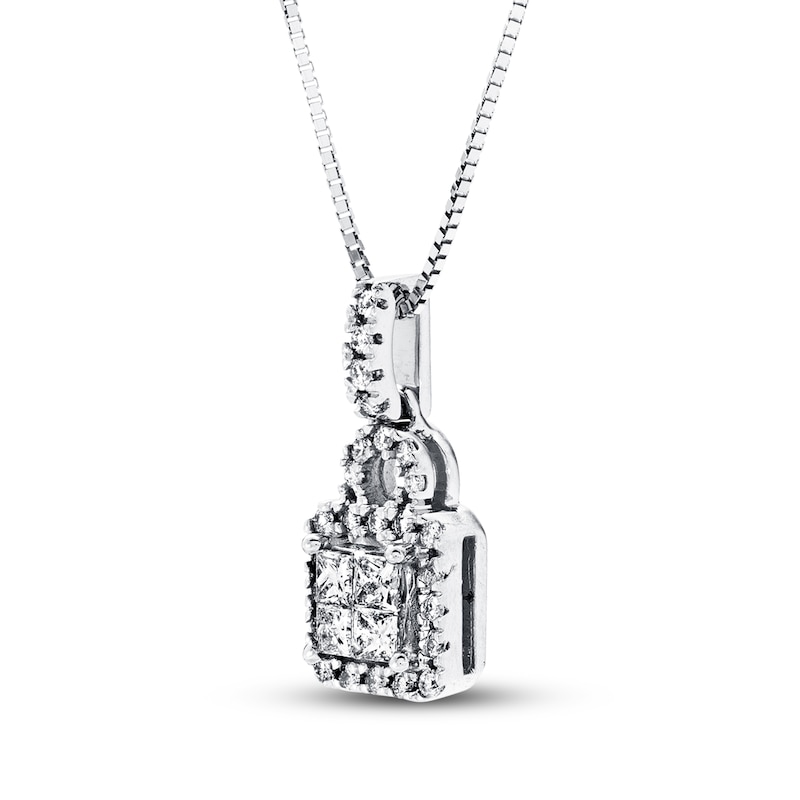 Main Image 3 of Diamond Necklace 1/4 ct tw Princess-cut 10K White Gold