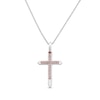 Diamond Cross Necklace 1/15 ct tw Sterling Silver & 10K Rose Gold