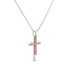 Thumbnail Image 1 of Diamond Cross Necklace 1/15 ct tw Sterling Silver & 10K Rose Gold