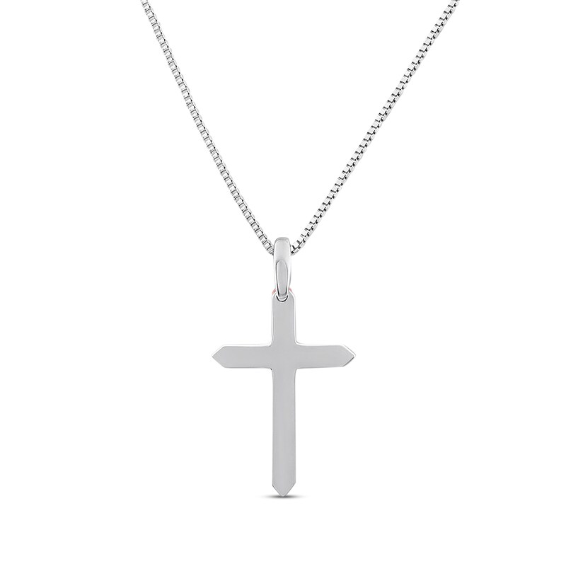 Diamond Cross Necklace 1/15 ct tw Sterling Silver & 10K Rose Gold