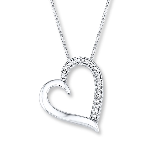 Diamond Heart Necklace 1/20 ct tw Round-cut Sterling Silver 18"