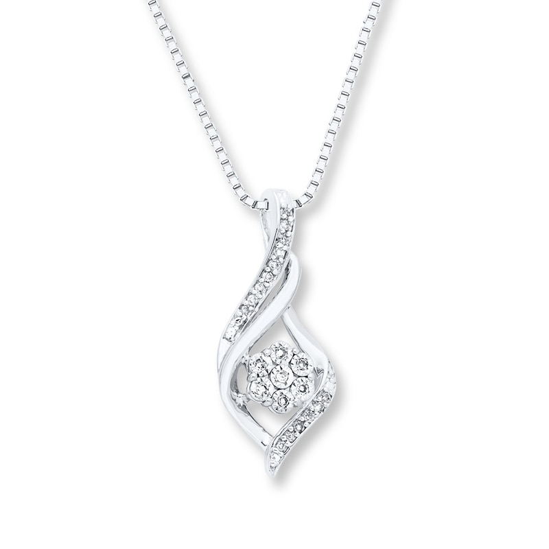 Main Image 1 of Diamond Necklace 1/10 ct tw Round-cut Sterling Silver
