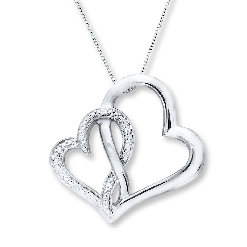 Main Image 1 of Heart Necklace Diamond Accents Sterling Silver