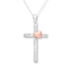 Thumbnail Image 0 of Cross Necklace 1/20 ct tw Diamonds Sterling Silver & 10K Rose Gold