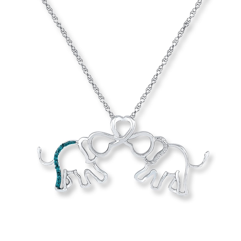Main Image 1 of Elephant Necklace 1/20 ct tw Diamonds Sterling Silver 18&quot;
