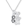 Thumbnail Image 1 of Black & White Diamond Bear Necklace 1/20 ct tw Sterling Silver 18&quot;