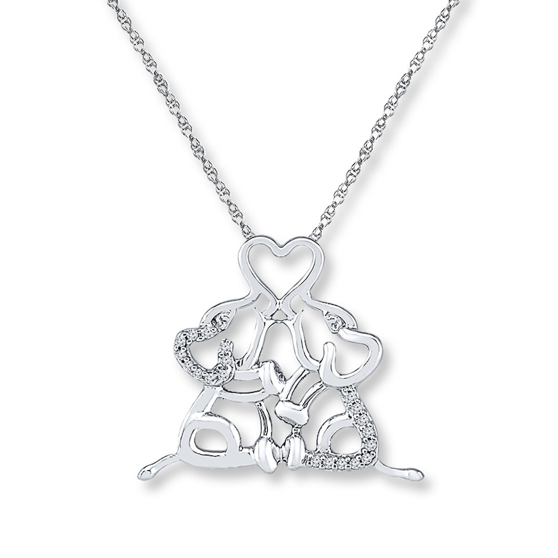 Main Image 1 of Elephants Necklace 1/15 ct tw Diamonds Sterling Silver