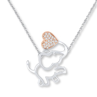 Elephant Necklace 1/15 ct tw Diamonds Sterling Silver & 10K Rose Gold | Kay