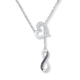 Heart/Infinity Necklace 1/8 ct tw Diamonds Sterling Silver 18&quot;