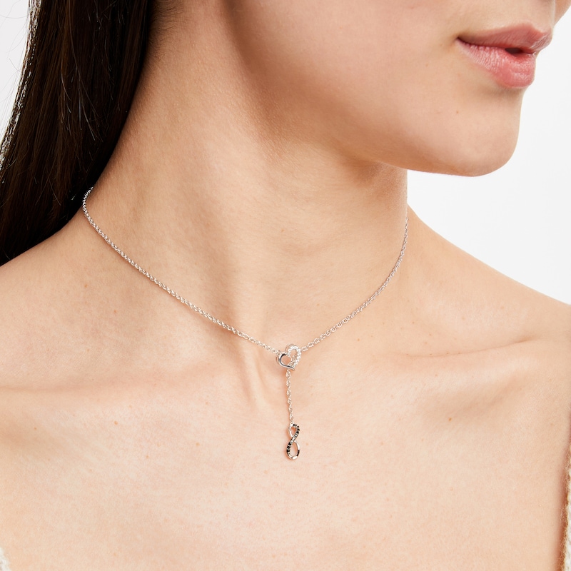 Main Image 2 of Heart/Infinity Necklace 1/8 ct tw Diamonds Sterling Silver 18&quot;