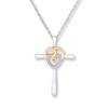 Thumbnail Image 0 of Cross Necklace 1/20 ct tw Diamonds Sterling Silver & 10K Yellow Gold