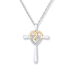 Thumbnail Image 1 of Cross Necklace 1/20 ct tw Diamonds Sterling Silver & 10K Yellow Gold