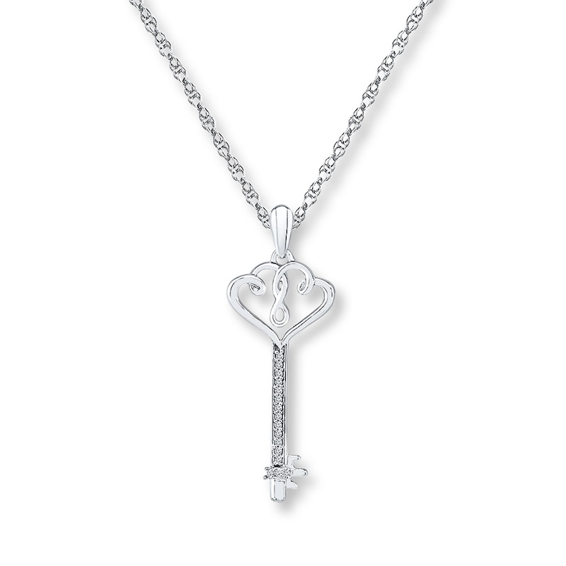 Key Necklace 1/20 ct tw Diamonds Sterling Silver
