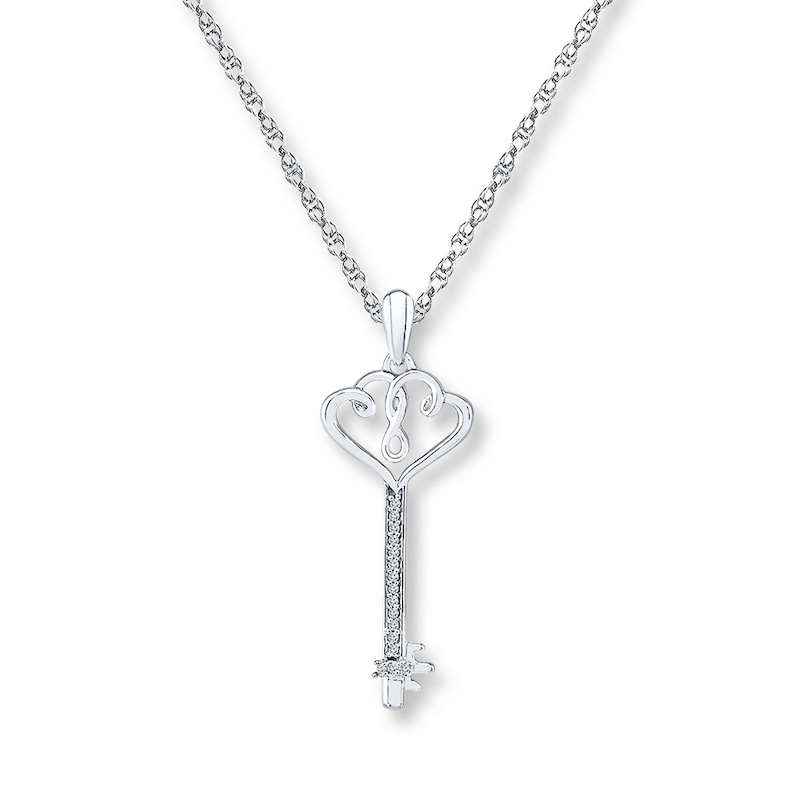 Main Image 1 of Key Necklace 1/20 ct tw Diamonds Sterling Silver