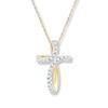 Thumbnail Image 1 of Diamond Cross Necklace 1/15 ct tw Round-cut 10K Yellow Gold