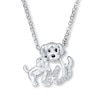 Thumbnail Image 1 of Dog and Pup Necklace 1/20 ct tw Diamonds Sterling Silver