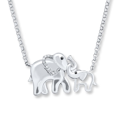 KINGWHYTE Collana Elefante In Argento Sterling 925 Con Zirconia Cubica - Ciondolo Portafortuna Per Donna