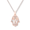 Thumbnail Image 1 of Diamond Hamsa Necklace 1/15 ct tw Round-cut 10K Rose Gold