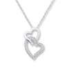 Diamond Heart Necklace 1/10 ct tw Round-cut 10K White Gold