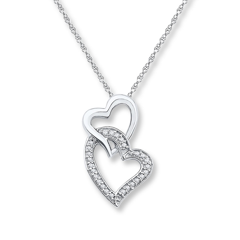 Diamond Heart Necklace 1/10 ct tw Round-cut 10K White Gold