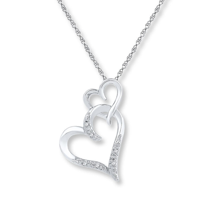 Main Image 1 of Heart Necklace Diamond Accents 10K White Gold