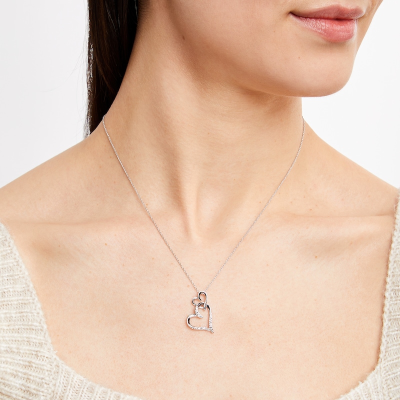 Heart Necklace Diamond Accents 10K White Gold