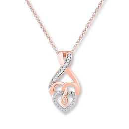 Heart Necklace 1/15 ct tw Diamonds 10K Rose Gold