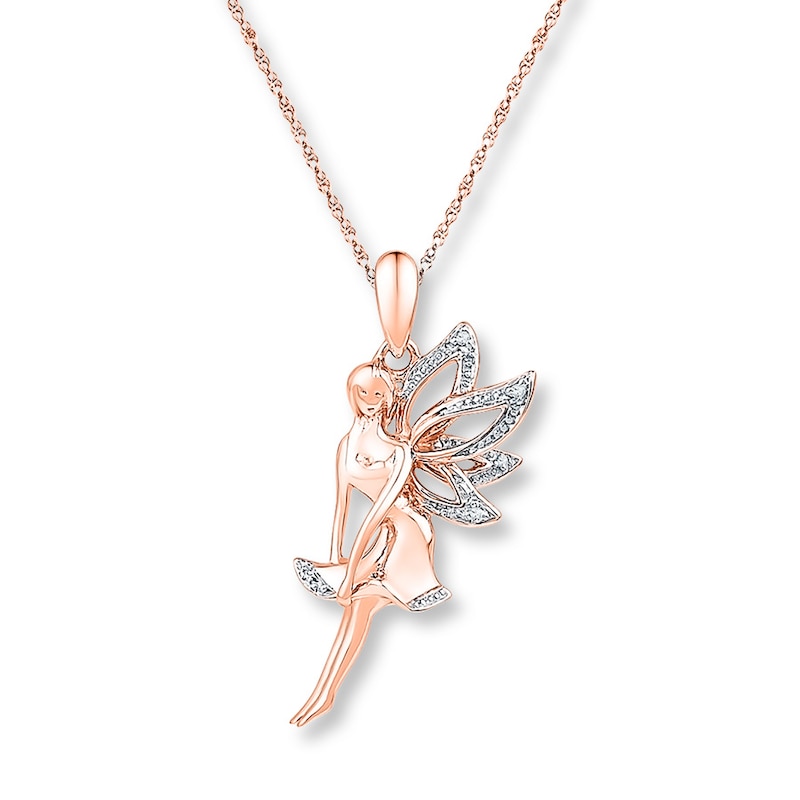 Main Image 1 of Fairy Necklace Diamond Accents 10K Rose Gold