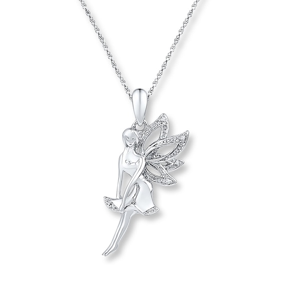 Sterling Silver Fairy Charm, Small Fairy Necklace - Silver