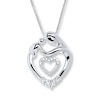 Thumbnail Image 1 of Mom Heart Necklace 1/15 ctw Diamonds Sterling Silver Necklace