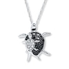 Turtle Necklace 1/10 ct tw Diamonds 10K White Gold 18"