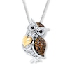 Owl Diamond Necklace 1/6 Carat tw Sterling Silver/10K Gold 18"