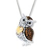 Thumbnail Image 1 of Owl Diamond Necklace 1/6 Carat tw Sterling Silver & 10K Yellow Gold 18&quot;