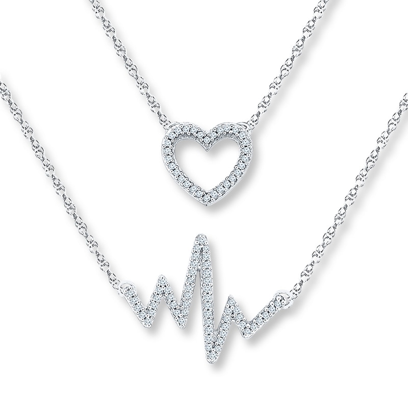 Main Image 1 of Heartbeat Necklace 1/6 ct tw Diamonds Sterling Silver