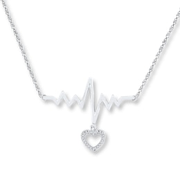Heartbeat Necklace 1/20 ct tw Diamonds Sterling Silver