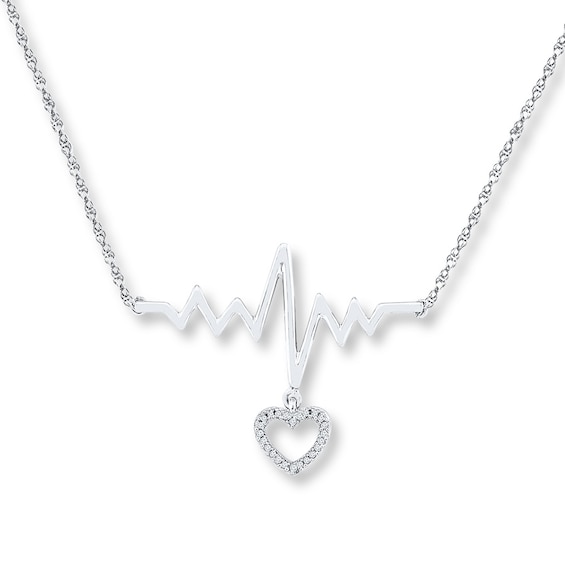 Heartbeat Necklace 1/20 ct tw Diamonds Sterling Silver
