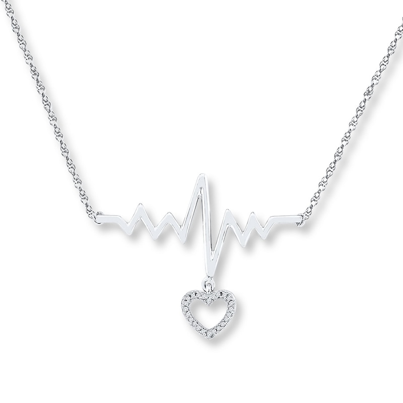 Heartbeat Necklace 1/20 ct tw Diamonds 10K White Gold