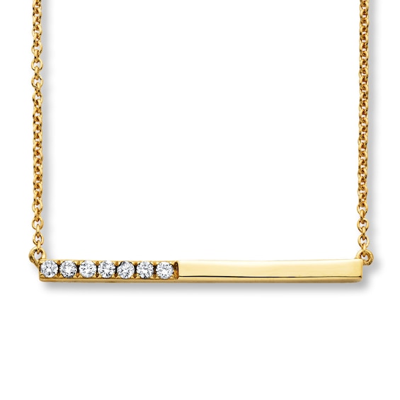 Diamond Bar Necklace 1/10 ct tw Round-cut 10K Yellow Gold